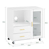 SoBuy | Sideboard auf Rollen | Küchenwagen | Mikrowellenschrank | Aufbewahrungsschrank | ASK09-W
