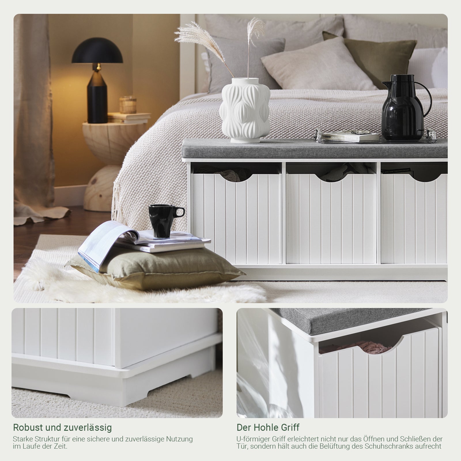 SoBuy | Sitzbank mit Sitzfläche | Spieltruhe | Sitzkommode Weiß | FSR30-W