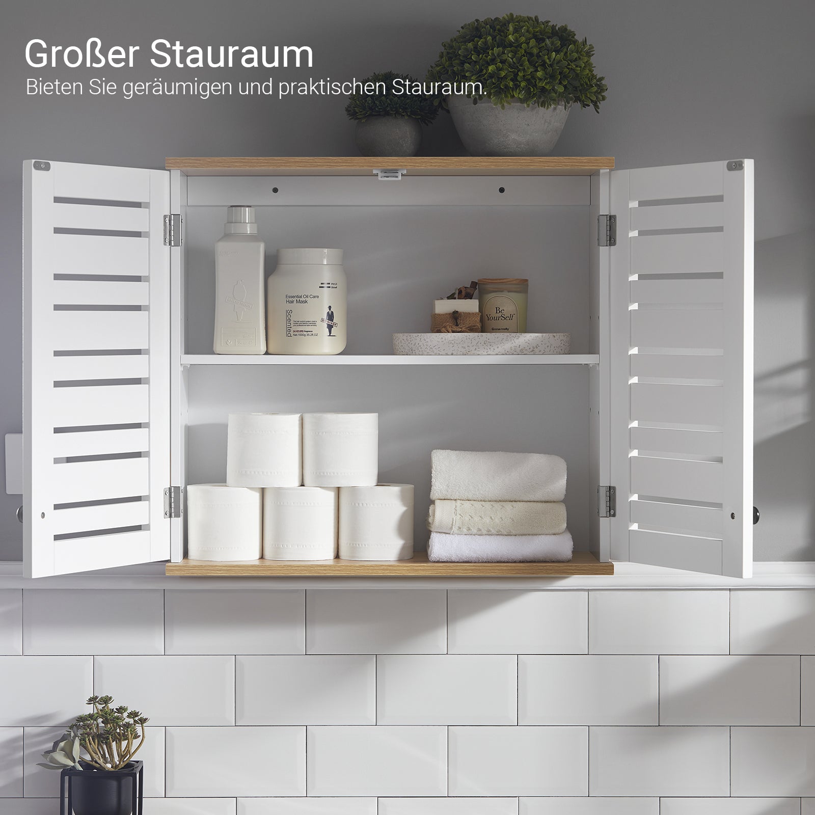 SoBuy | Wandschrank Bad | Hängeschrank | Badschrank Weiß | BZR42-W