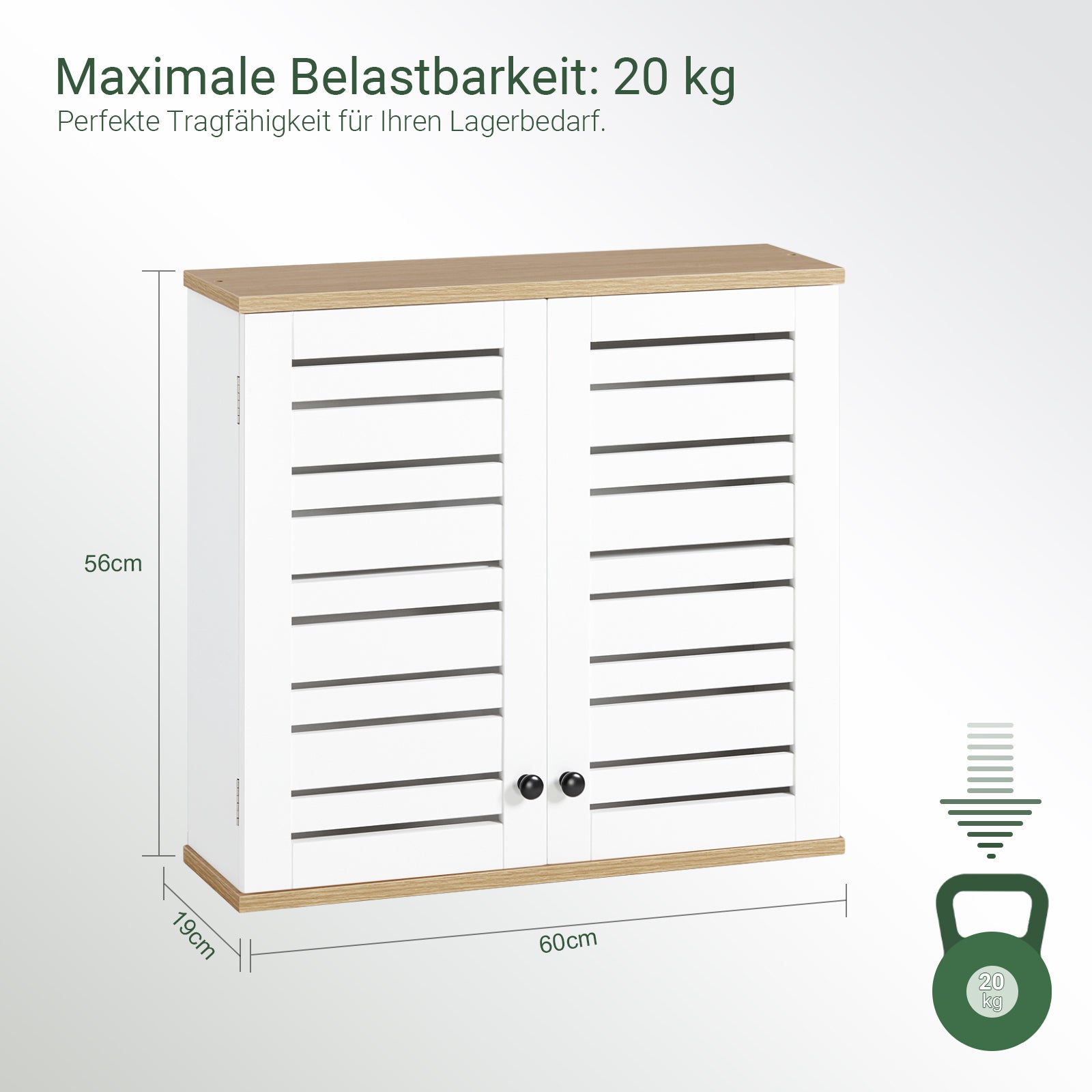 SoBuy | Wandschrank Bad | Hängeschrank | Badschrank Weiß | BZR42-W