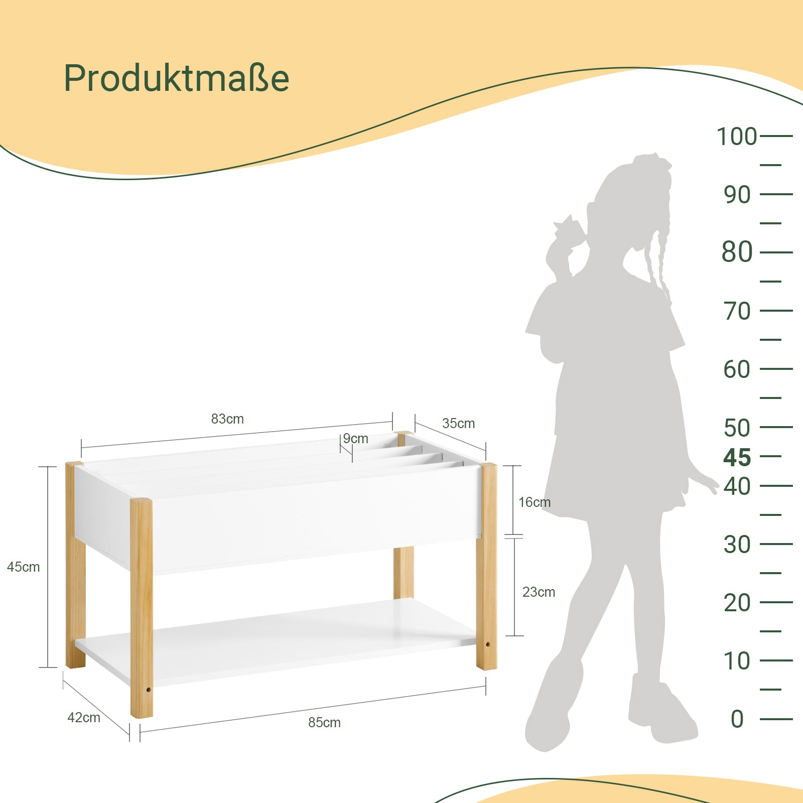 SoBuy | Kinderbücherregal | Spielzeugregal | Aufbewahrungsregal für Kinder | KMB35-W
