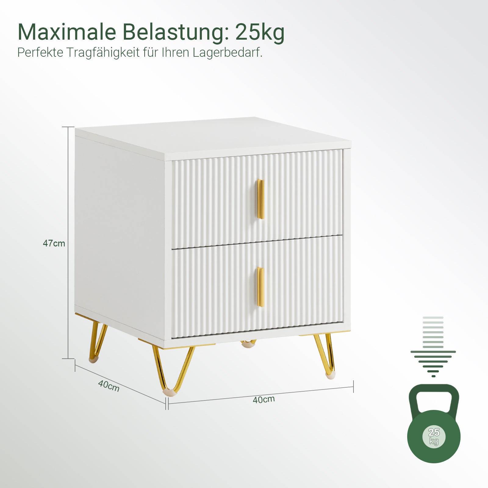 SoBuy | Nachttisch mit 2 Schubladen | Sofatisch | Beistelltisch | Weiß | FBT115-W
