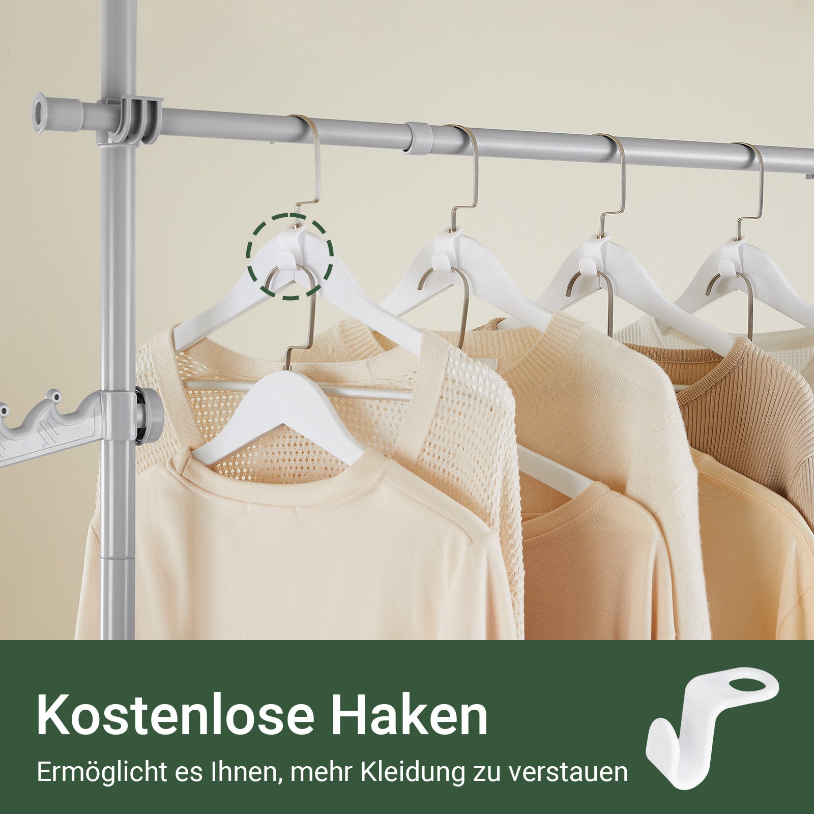 SoBuy | Teleskop Kleiderstange | Kleiderstangen System | Regalsystem | Hellgrau | KLS03-II-HG