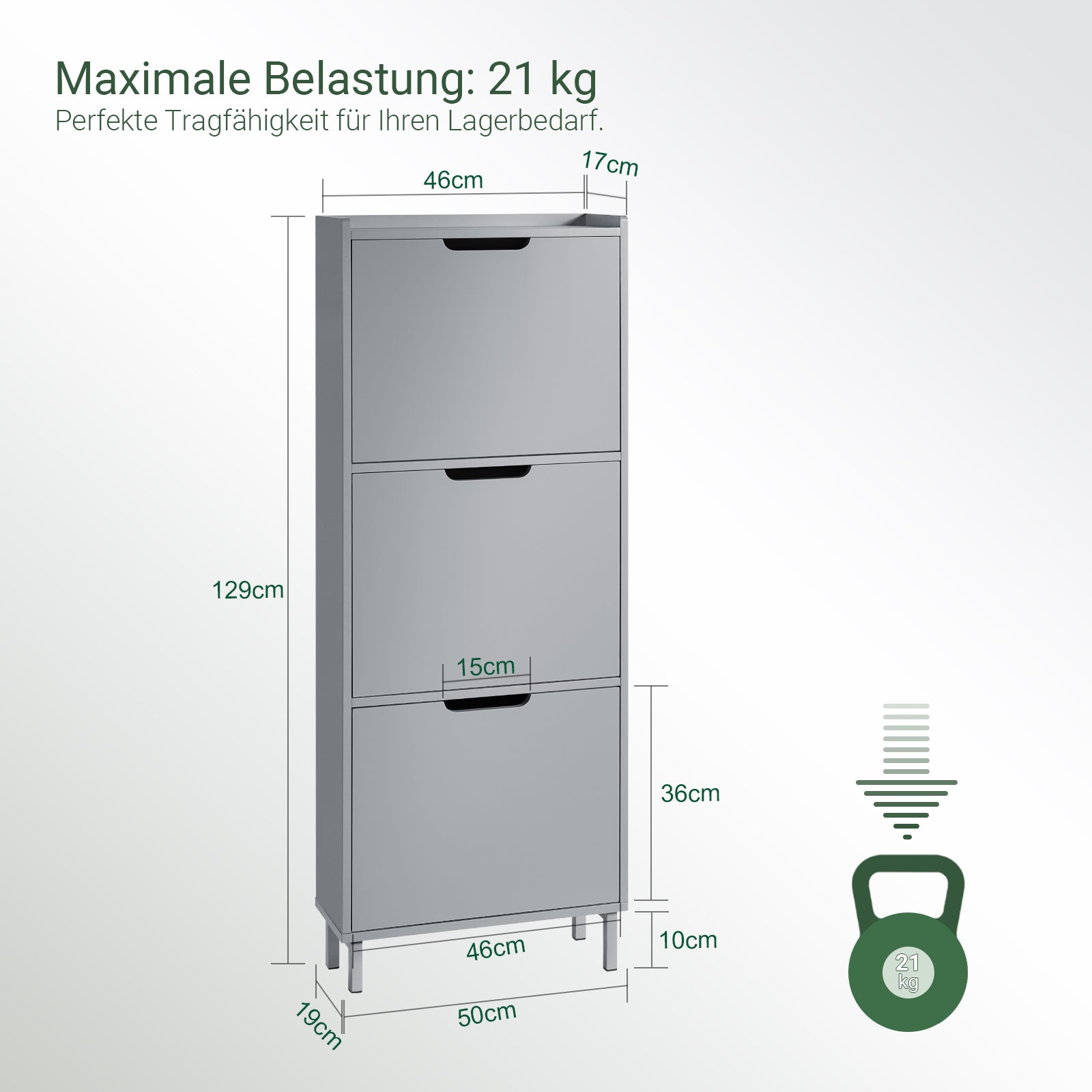 SoBuy | Schuhkipper mit 3 Klappen | Schuhschrank | Schuhkommode | Hellgrau | FSR151-H-HG
