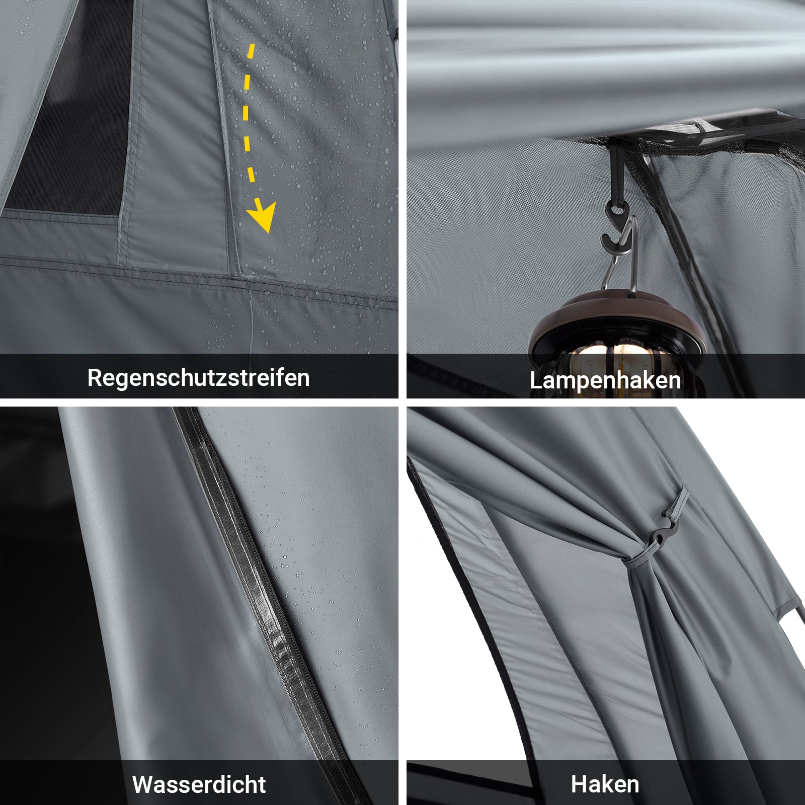 SoBuy | 7in1-Zelt Campingzelt | 2 Personen | Outdoor | Feldbett Hellgrau | 193x188x145cm | OGS32-L-HG