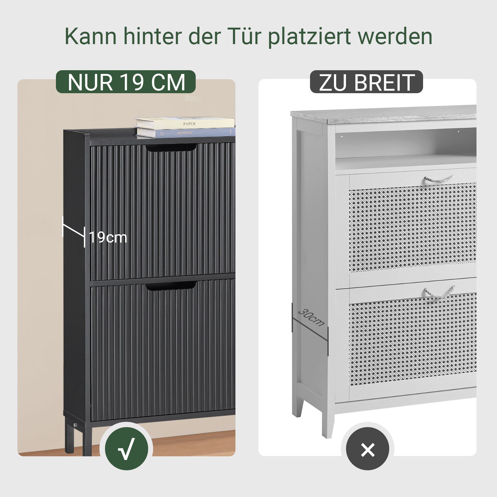 SoBuy | Schuhkipper mit 4 Klappen | Schuhschrank schmal | Schwarz | FSR177-L-SCH