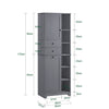 SoBuy | Hochschrank mit Wäschesack | Badschrank | Wäscheschrank | Badregal | Dunkelgrau | BZR104-DG