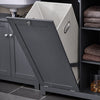 SoBuy | Hochschrank mit Wäschesack | Badschrank | Wäscheschrank | Badregal | Dunkelgrau | BZR104-DG