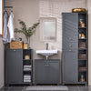 SoBuy | Hochschrank mit Wäschesack | Badschrank | Wäscheschrank | Badregal | Dunkelgrau | BZR104-DG
