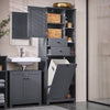 SoBuy | Hochschrank mit Wäschesack | Badschrank | Wäscheschrank | Badregal | Dunkelgrau | BZR104-DG