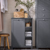 SoBuy | Wäscheschrank mit Wäschesack | Wäschesammler | Wäschekorb | Dunkelgrau | BZR105-DG