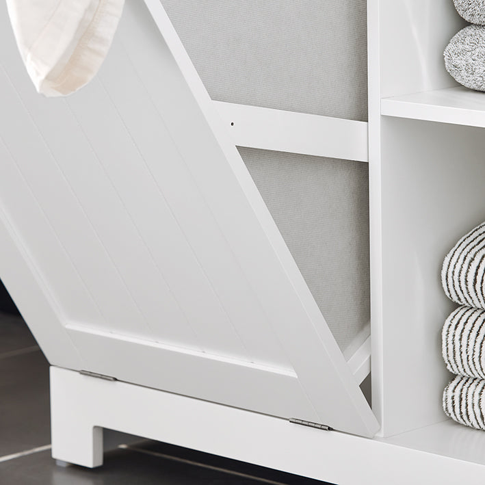 SoBuy | Wäscheschrank mit Wäschesack | Wäschesammler | Weiß | BZR105-W