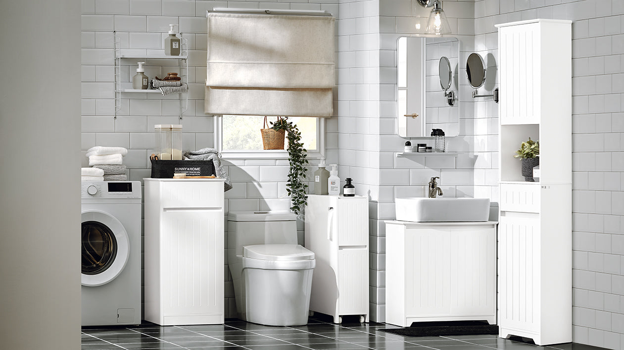 SoBuy | Nischenregal | Küchenregal | Rollwagen | Badmöbel | Weiß | BZR111-W