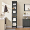 SoBuy | Hochschrank | Badschrank | Badregal | Dunkelgrau | BZR112-DG