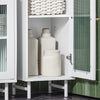 SoBuy | Bad Hochschrank | Badschrank mit Glastür | Badregal | Weiß | BZR118-W