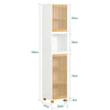 SoBuy | Hochschrank | Badschrank | schmal Badregal | Badmöbel | Weiß-Natur | BZR127-W