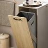 SoBuy | Wäscheschrank mit ausklappbarem Wäschesack | Wäschesammler | Badschrank | Naturgrau | BZR132-NG