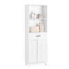 SoBuy | Hochschrank mit Schiebetüren | Badregal | Badezimmermöbel | Weiß | BZR141-W