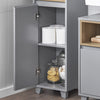 SoBuy | Bad Hochschrank | Aufbewahrungsschrank für Bad | Badschrank Dunkelgrau | BZR147-DG