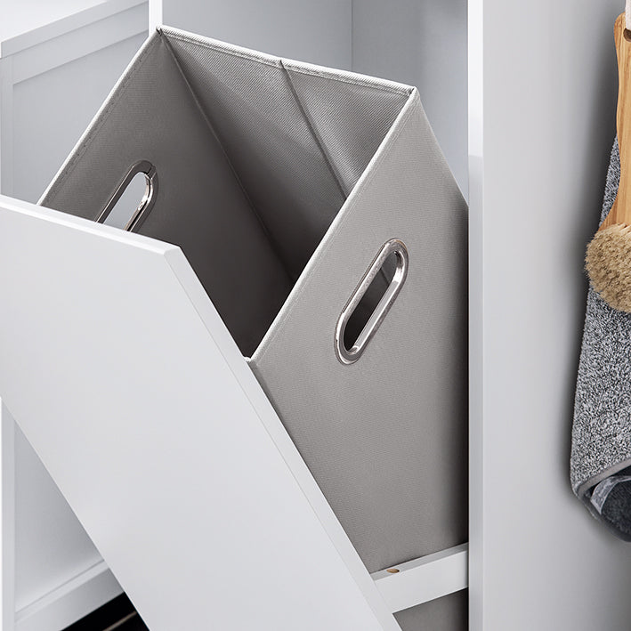 SoBuy | Wäscheschrank mit ausklappbarem Wäschesack | Wäschesammler | Wäschekorb | Weiß | BZR159-W