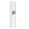 SoBuy | Hochschrank mit 2 Türen | Aufbewahrungsschrank für Bad | schmaler Badschrank | Weiß | BZR163-W