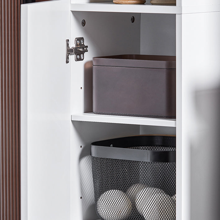 SoBuy | Hochschrank mit 2 Türen | Aufbewahrungsschrank für Bad | schmaler Badschrank | Weiß | BZR163-W