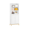SoBuy | Hochschrank breiter | Badschrank mit Wäschesack | Wäscheschrank | Weiß | BZR182-W