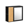 SoBuy | Hängeschrank Badezimmerschrank hängend mit Spiegel und seitlichen Fächern 50x20x45cm Schwarz | BZR204-SCH