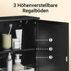 SoBuy | Badezimmerschrank hängend | mit Spiegel und seitlichen Fächern | 50x20x45cm | Schwarz | BZR204-SCH