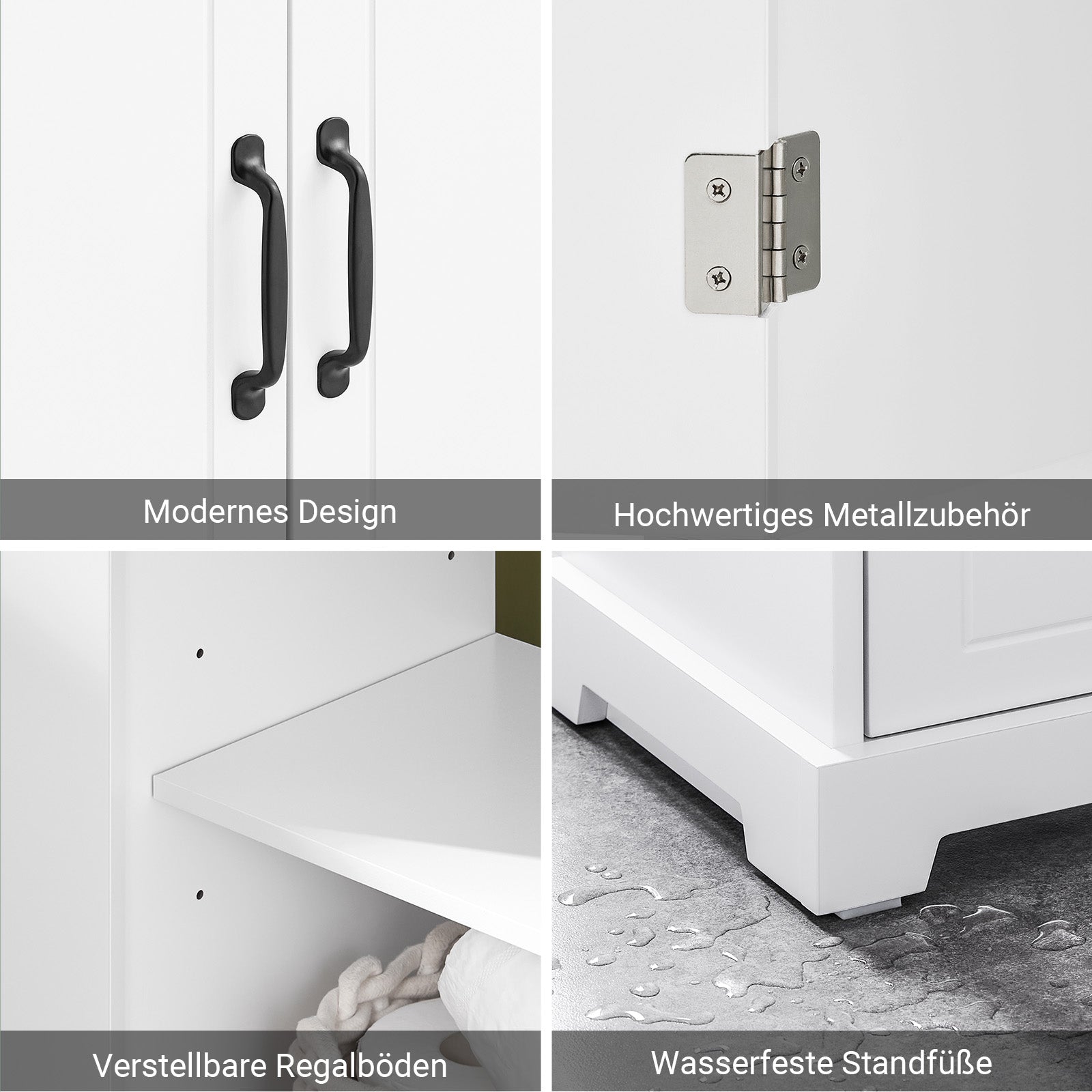 SoBuy | Waschbeckenunterschrank 60 cm | Badezimmerschrank Weiß | MDF | BZR205-W