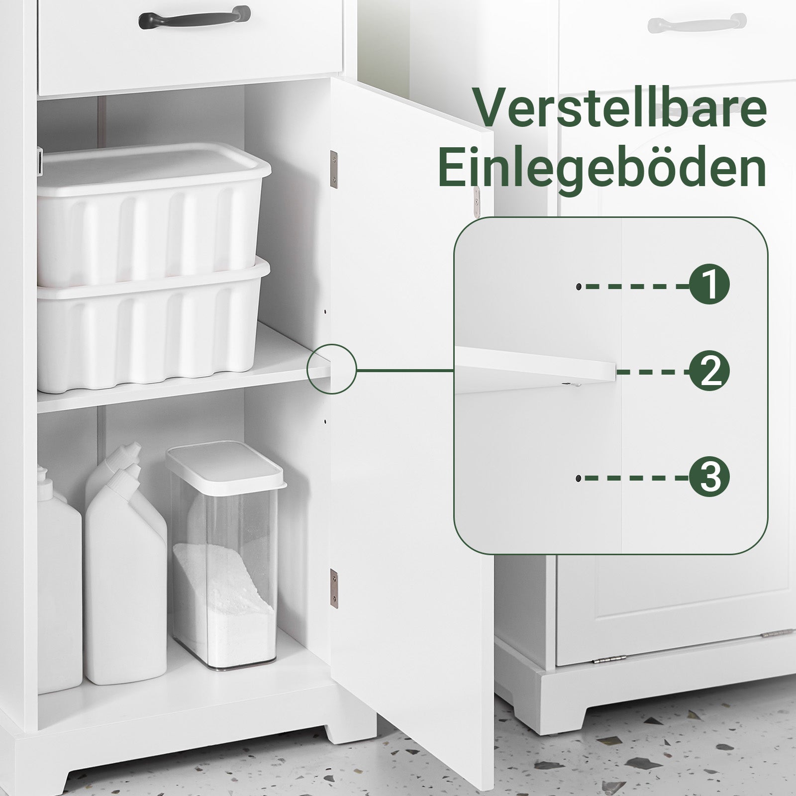 SoBuy | Badezimmerschrank | Hochschrank | 42 cm | mit verstellbaren Einlegeböden | schmaler Badschrank | Weiß | BZR206-W