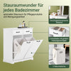 SoBuy | Wäscheschrank | mit 2 Wäschesäcke | Badezimmerschrank mit 2 Schubladen | Wäschekorb Weiß | BZR208-W