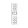 SoBuy | Badezimmerschrank Hoch Badschrank Schmal mit 2 Türen & Offenem Regal | Weiß 45x41.5x170cm | BZR209-W
