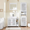SoBuy | Badezimmerschrank Hoch Badschrank Schmal mit 2 Türen & Offenem Regal | Weiß 45x41.5x170cm | BZR209-W