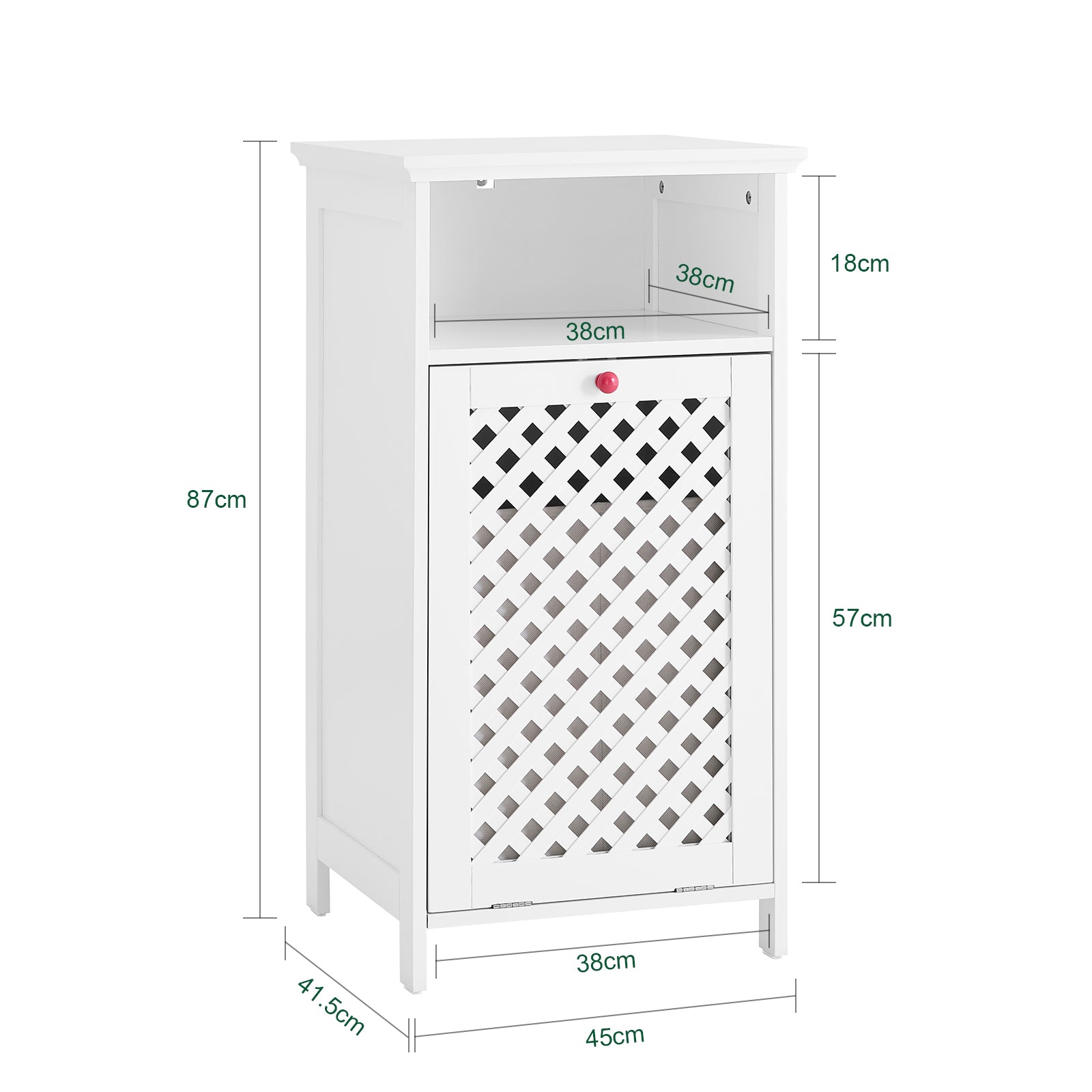 SoBuy | Badezimmerschrank | mit Wäschekorb & Offenem Fach | Wäschesammler | Weiß | BZR211-W