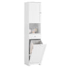 SoBuy | Badezimmerschrank | mit 1 Wäschekorb | Schublade | offenem Fach & verstellbarem | 40x38x180cm | BZR216-W