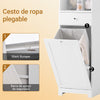 SoBuy | Badezimmerschrank | mit 1 Wäschekorb | Schublade | offenem Fach & verstellbarem | 40x38x180cm | BZR216-W
