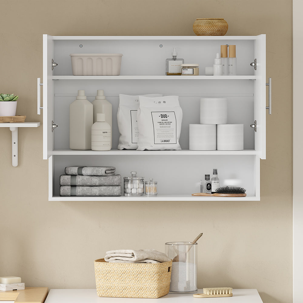 SoBuy | Hangeschrank | Wandschrank hängend mit 2 Türen | White | 90×70×28.5 cm | BZR233-W
