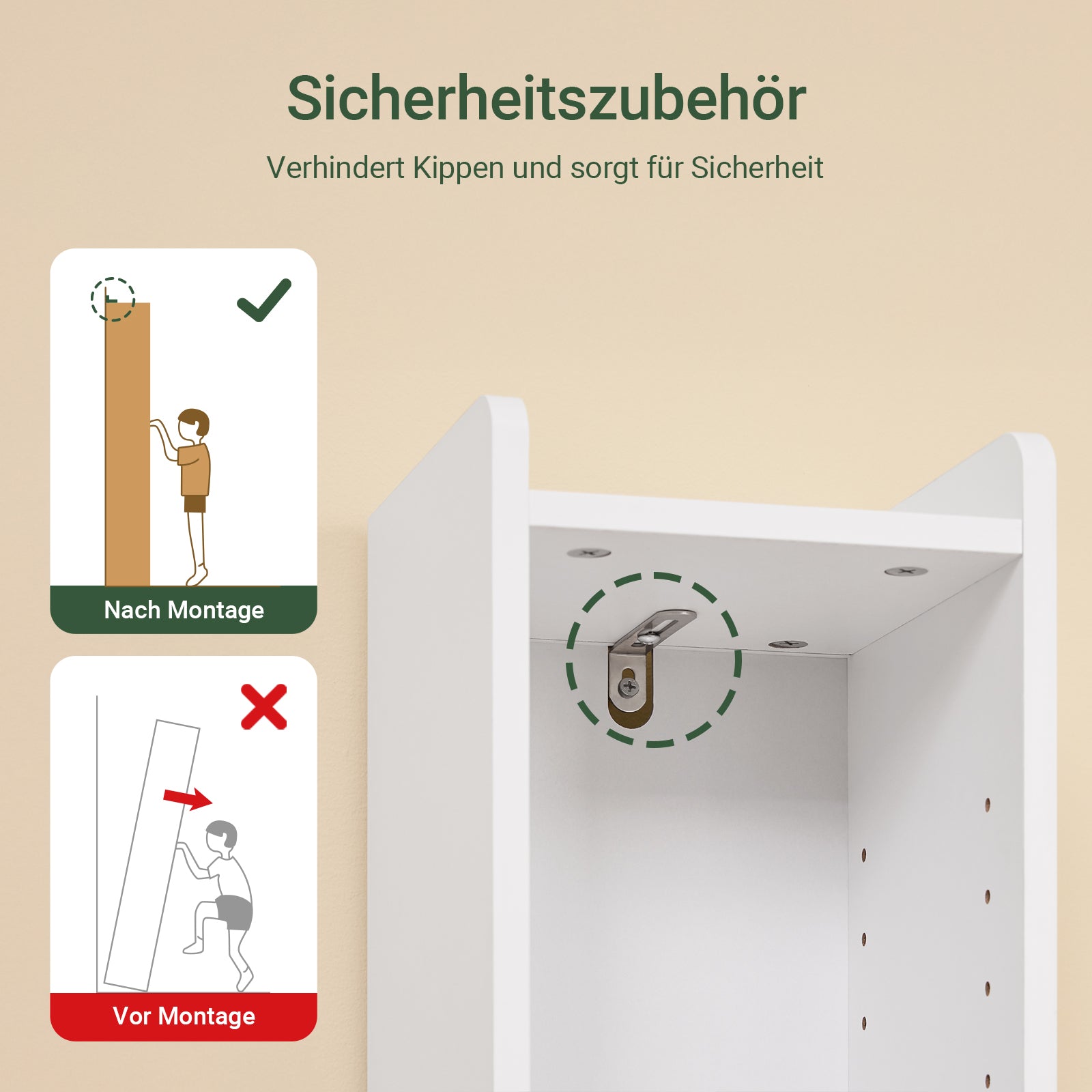 SoBuy | Bad Hochschrank mit Verstellbare Ablagen schmal | Weiß | 20x145x20cm | BZR34-K-W