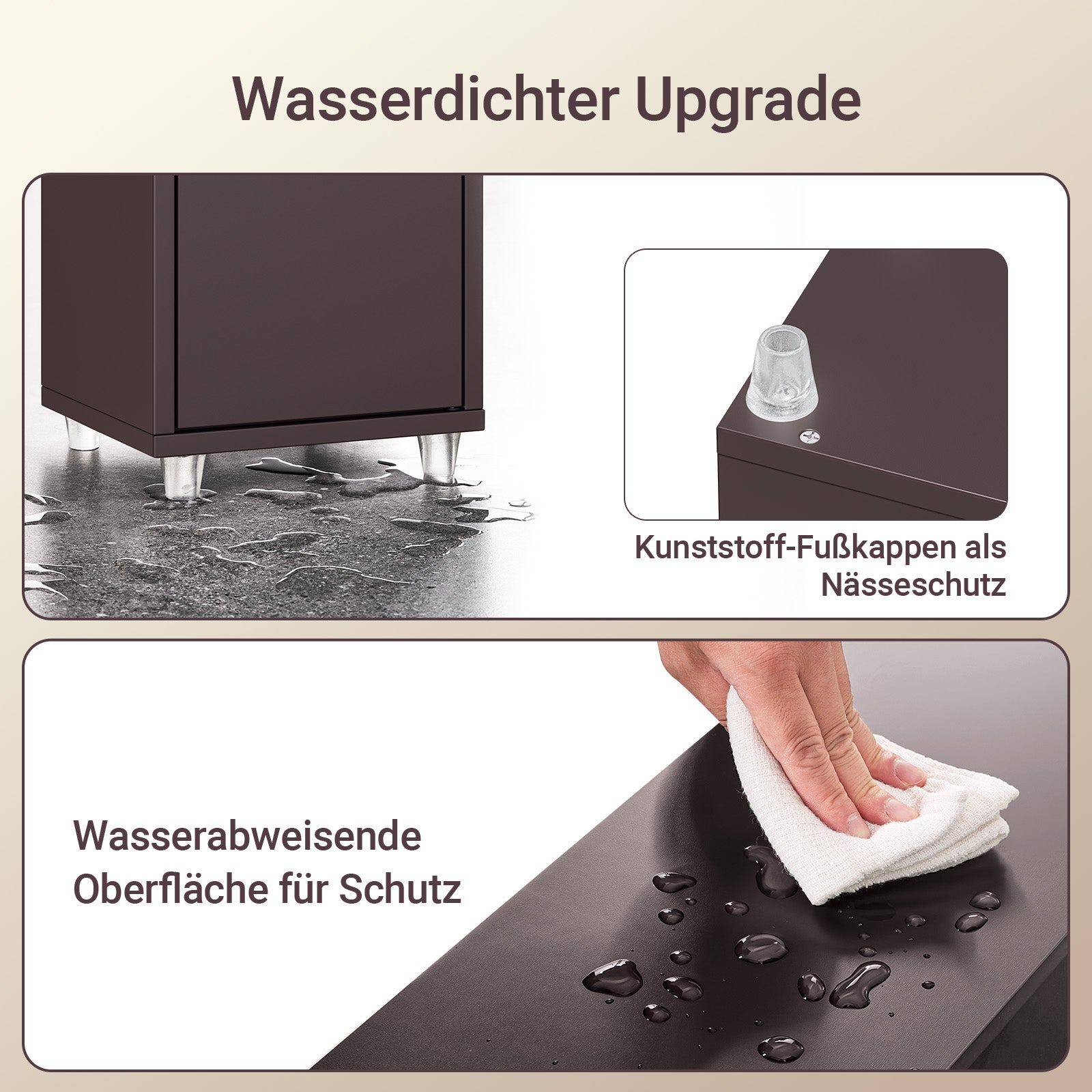 SoBuy | Badzimmerschrank Schmal | mit Verstellbare Ablagen | Braun | BZR34-II-BR