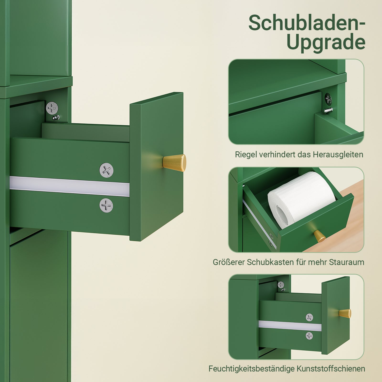 SoBuy Bad Hochschrank mit Verstellbare Ablagen schmal Grün 20x180x20cm BZR34-II-SY