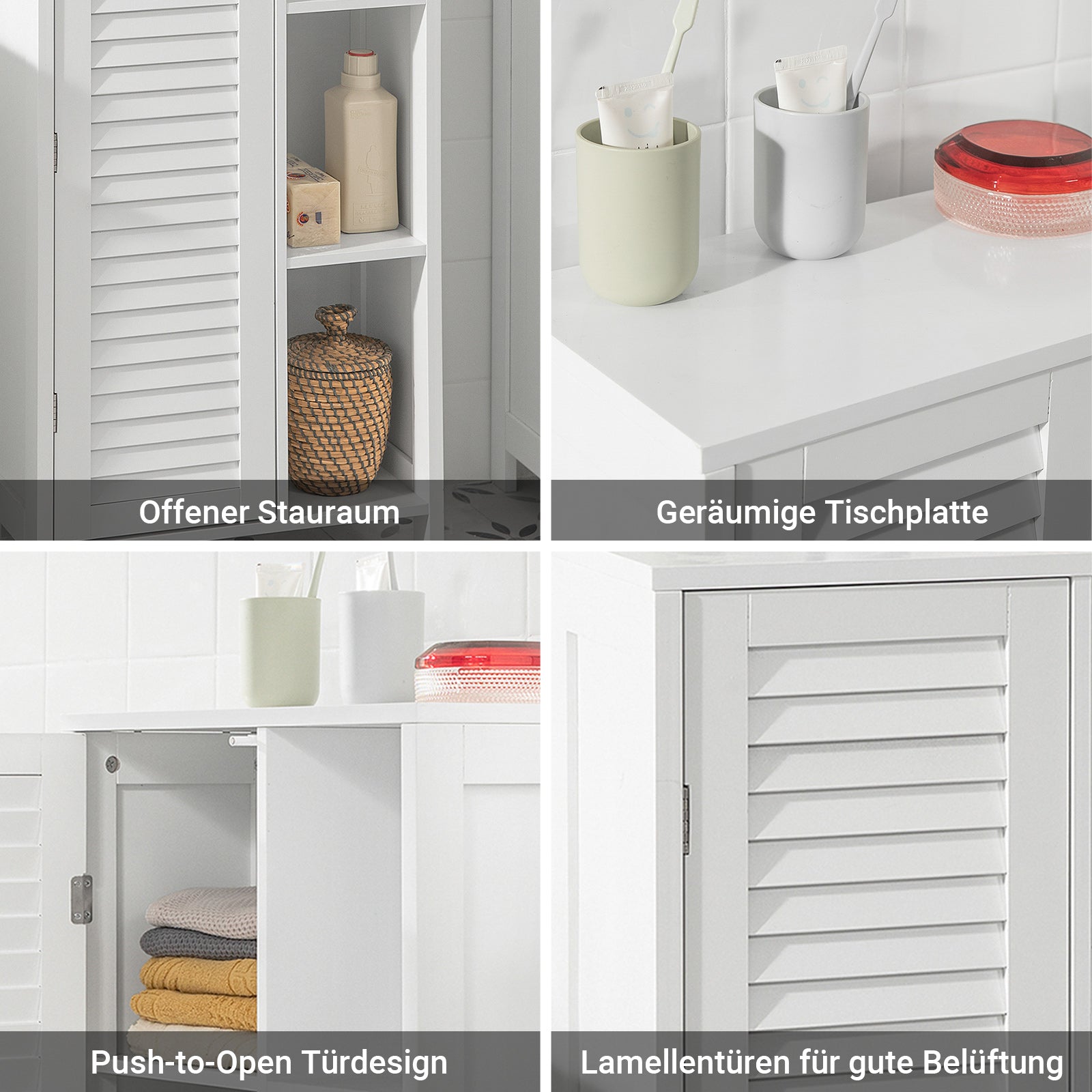 SoBuy | Badkommode | Badzimmerschrank | Flurschrank Weiß | BZR39-W
