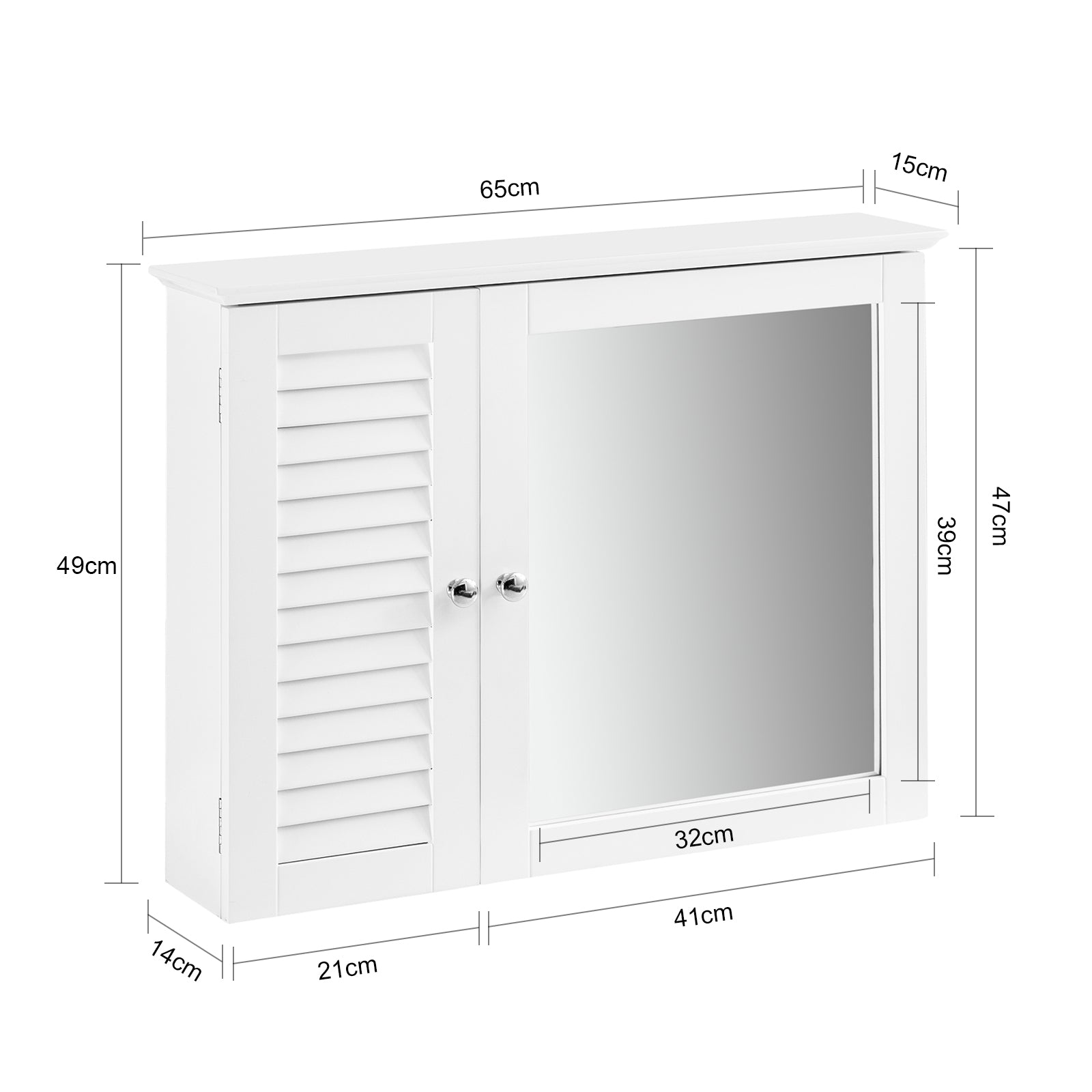SoBuy | Spiegelschrank | Hängeschrank mit Spiegeltür | Badschrank Weiß | BZR55-W