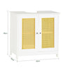 SoBuy | Waschbeckenunterschrank mit Gitteroptik-Türen | Badschrank | Waschtisch | Weiß-Gelb | BZR72-II-W