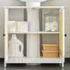 SoBuy | Waschbeckenunterschrank mit Gitteroptik-Türen | Badschrank | Waschtisch | Weiß-Gelb | BZR72-II-W