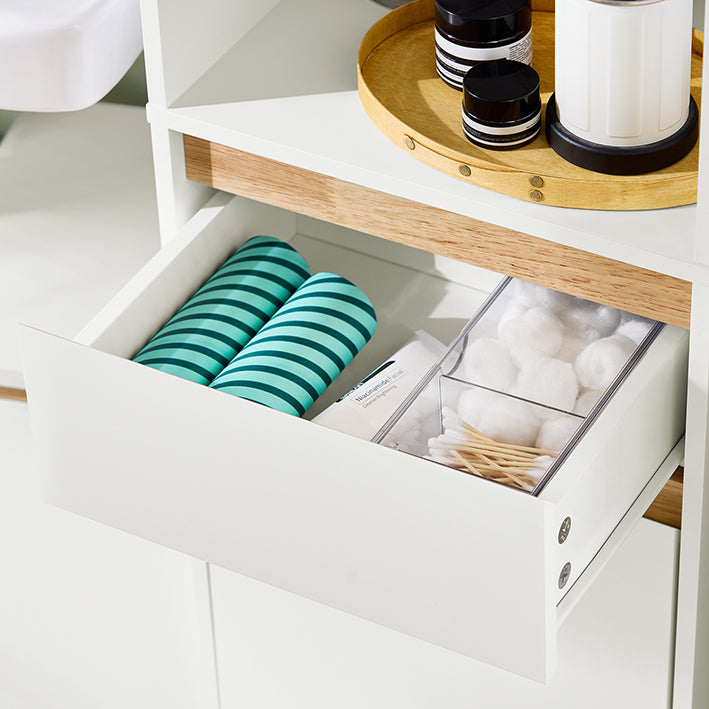 SoBuy | Bad Hochschrank | Badschrank mit 2 Türen | Badregal | Badezimmermöbel | Weiß | BZR80-W