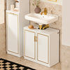 Vorverkauf | SoBuy | Waschbeckenunterschrank | Badschrank | Waschtisch | Weiß+Gold | BZR86-W