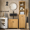 SoBuy | Badschrank mit Wäschesack | Hochschrank | Badregal | Wäscheschrank | Dunkelnatur | BZR95-SN