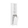 SoBuy | Badschrank mit Wäschesack | Hochschrank | Badregal | Wäscheschrank | Weiß | BZR95-W