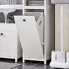 SoBuy | Badschrank mit Wäschesack | Hochschrank | Badregal | Wäscheschrank | Weiß | BZR95-W